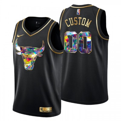 Chicago Bulls Custom Men's Golden Edition Diamond Logo 202122 Swingman Jersey Black